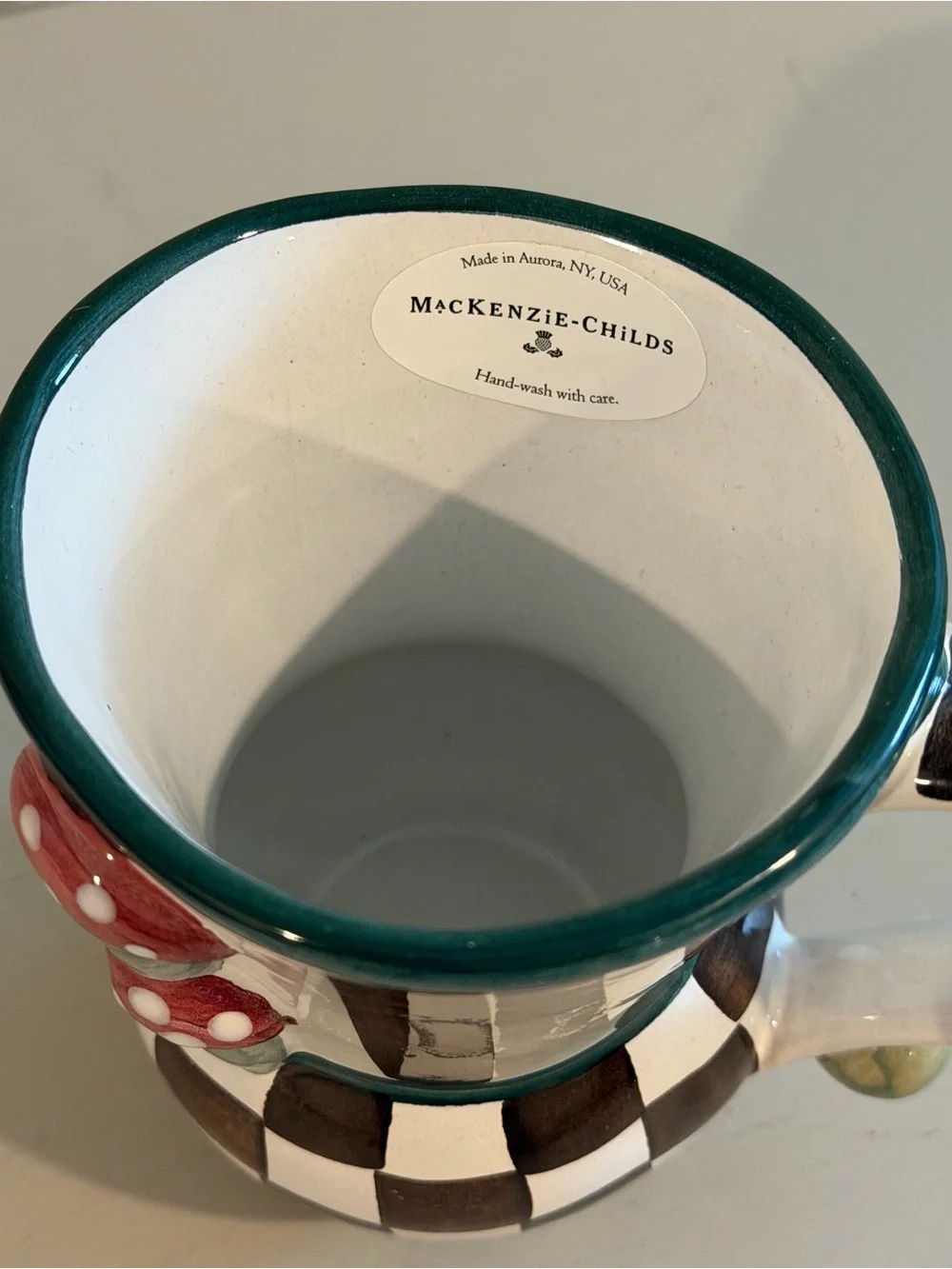 Mackenzie Childs Hand-Painted Mushroom Ceramic Mug Collector Series October New